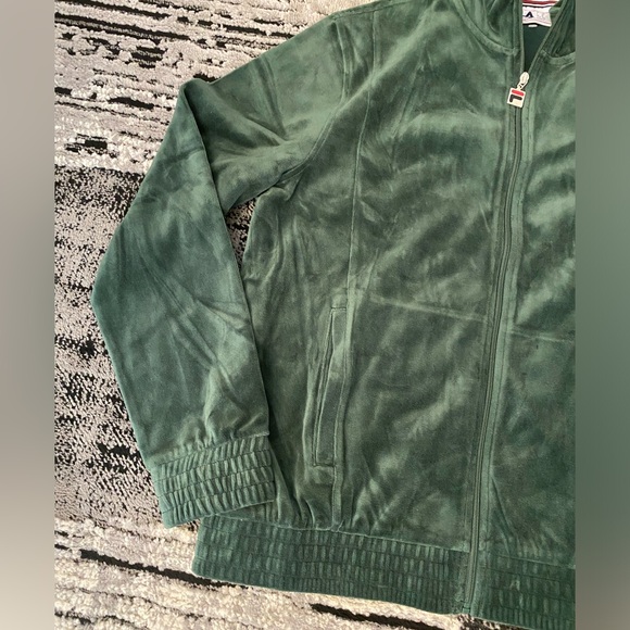New Men’s Fila O-Fit Velour Track Jacket Green Medium - Picture 3 of 7